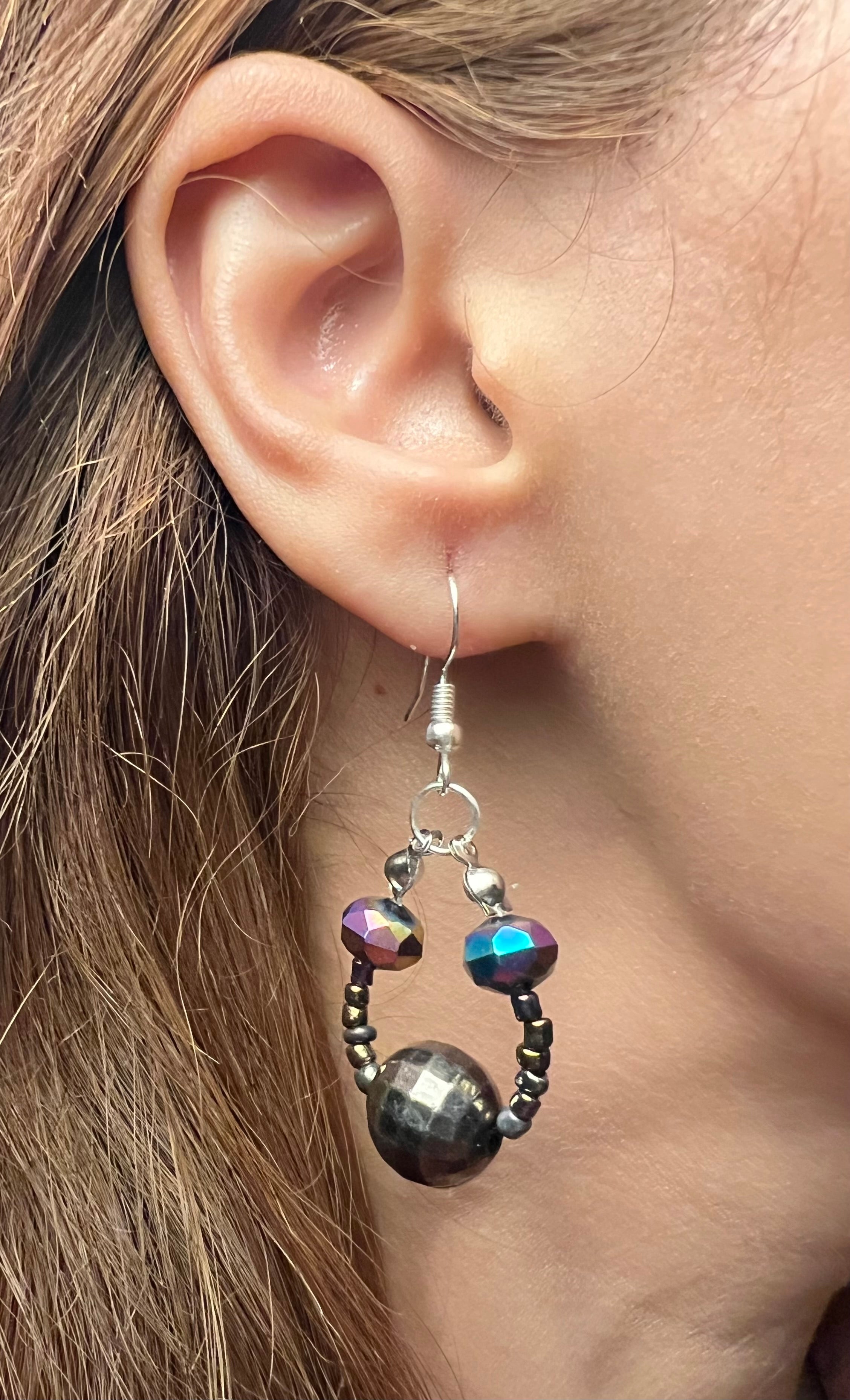 Black Rose Bud Earrings