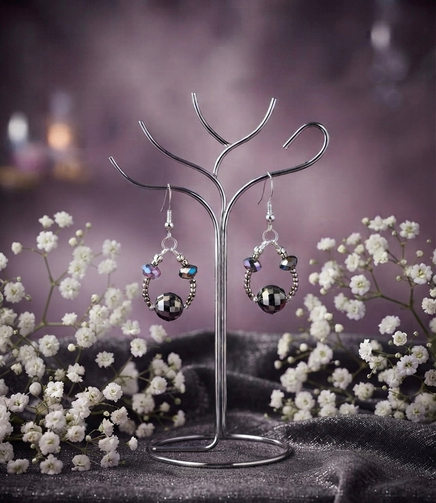 Black Rose Bud Earrings